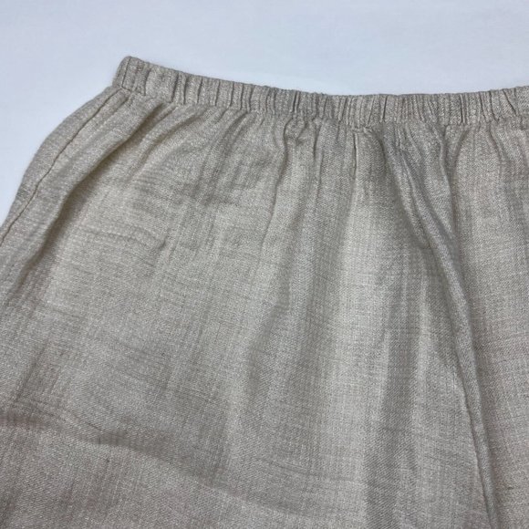 Flax Linen Ankle Pants Tapered Leg Elastic Waist Flat‎ Front Lightweight Women L - Picture 8 of 11